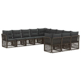 Set Divano da Giardino 11 pcs Grigio polyrattan