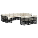 Set Divano da Giardino 13 pcs Nero polyrattan