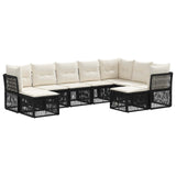 Set Divano da Giardino 9 pcs Nero polyrattan