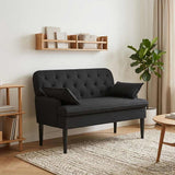 Loveseat con bottoni imbottiti Nero 111 x 68 x 80 cm Tessuto