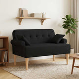 Loveseat con bottoni imbottiti Nero 120 x 65 x 79 cm Tessuto