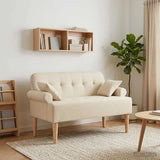 Loveseat con bottoni imbottiti Crema 120 x 65 x 79 cm Tessuto