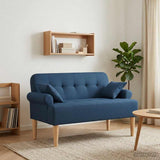 Loveseat con bottoni imbottiti Blu 120 x 65 x 79 cm Tessuto