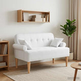Loveseat con bottoni imbottiti Bianco 120 x 65 x 79 cm Tessuto