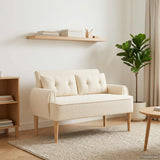 Loveseat con bottoni imbottiti Crema 117 x 67 x 77 cm Bouclé