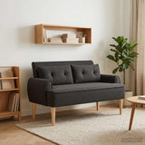 Loveseat con bottoni imbottiti Nero 117 x 67 x 77 cm Bouclé
