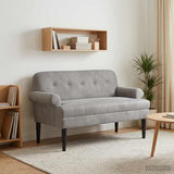 Loveseat con bottoni imbottiti Grigio Chiaro 120 x 66 x 78 cm