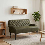 Loveseat con bottoni imbottiti Verde militare 120 x 65 x 78 cm
