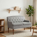 Loveseat con bottoni imbottiti Grigio Chiaro 111 x 65 x 79 cm