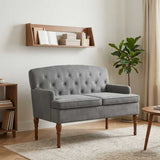 Loveseat con bottoni imbottiti Grigio Scuro 111 x 65 x 79 cm