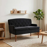 Loveseat con bottoni imbottiti Nero 111 x 65 x 79 cm Velluto
