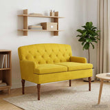 Loveseat con bottoni imbottiti Giallo Chiaro 111 x 65 x 79 cm
