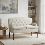 Loveseat con bottoni imbottiti Crema 111 x 65 x 79 cm Velluto