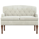 Loveseat con bottoni imbottiti Crema 111 x 65 x 79 cm Velluto