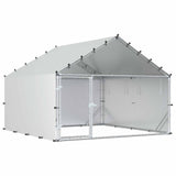 Pollaio con tetto Argento 200 x 200 x 150 cm Acciaio zincato