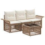 Set Divano da Giardino 4 pcs Beige polyrattan