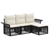Set Divano da Giardino 4 pcs Nero polyrattan