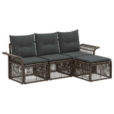 Set Divano da Giardino 4 pcs Grigio polyrattan