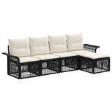 Set Divano da Giardino 5 pcs Nero polyrattan