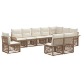 Set Divano da Giardino 10 pcs Beige polyrattan