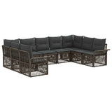 Set Divano da Giardino 9 pcs Grigio polyrattan