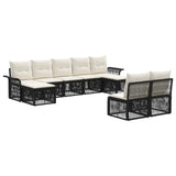 Set Divano da Giardino 9 pcs Nero polyrattan
