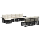 Set Divano da Giardino 10 pcs Nero polyrattan
