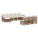 Set Divano da Giardino 10 pcs Beige polyrattan