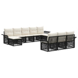 Set Divano da Giardino 10 pcs Nero polyrattan