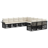 Set Divano da Giardino 11 pcs Nero polyrattan