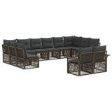 Set Divano da Giardino 12 pcs Grigio polyrattan