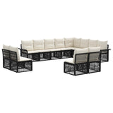 Set Divano da Giardino 12 pcs Nero polyrattan