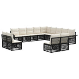 Set Divano da Giardino 13 pcs Nero polyrattan