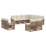 Set Divano da Giardino 11 pcs Beige e Bianco Crema polyrattan