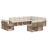 Set Divano da Giardino 12 pcs Beige e Bianco Crema polyrattan