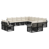 Set Divano da Giardino 13 pcs Nero e Bianco Crema polyrattan