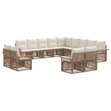 Set Divano da Giardino 13 pcs Beige e Bianco Crema polyrattan