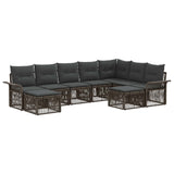 Set Divano da Giardino 9 pcs Grigio e Grigio Scuro polyrattan