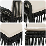 Set Divano da Giardino 12 pcs Nero e Bianco Crema polyrattan