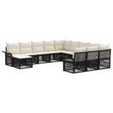 Set Divano da Giardino 12 pcs Nero e Bianco Crema polyrattan