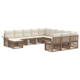 Set Divano da Giardino 12 pcs Beige e Bianco Crema polyrattan