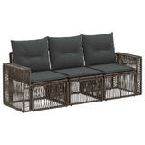 Set Divano da Giardino 3 pcs Grigio e Grigio Scuro polyrattan
