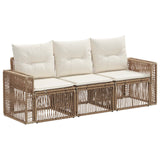 Set Divano da Giardino 3 pcs Beige e Bianco Crema polyrattan