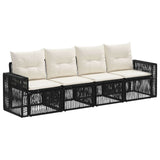 Set Divano da Giardino 4 pcs Nero e Bianco Crema polyrattan