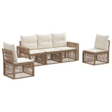 Set Divano da Giardino 5 pcs Beige e Bianco Crema polyrattan
