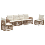 Set Divano da Giardino 6 pcs Beige e Bianco Crema polyrattan