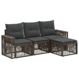 Set Divano da Giardino 4 pcs Grigio e Grigio Scuro polyrattan