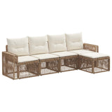 Set Divano da Giardino 5 pcs Beige e Bianco Crema polyrattan
