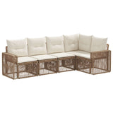 Set Divano da Giardino 5 pcs Beige e Bianco Crema polyrattan
