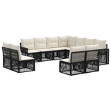 Set Divano da Giardino 11 pcs Nero e Bianco Crema polyrattan